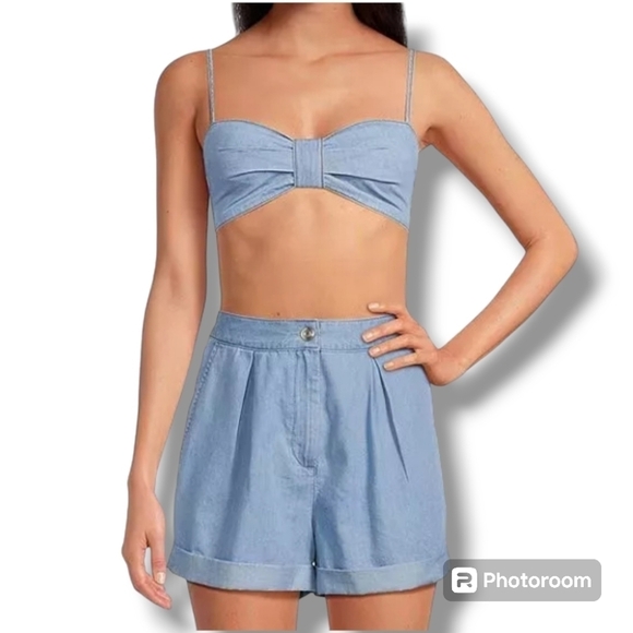 Gianni Bini Tops - NWT Gianni Bini x Jess Southern Norma Jean denim bralette top size Large